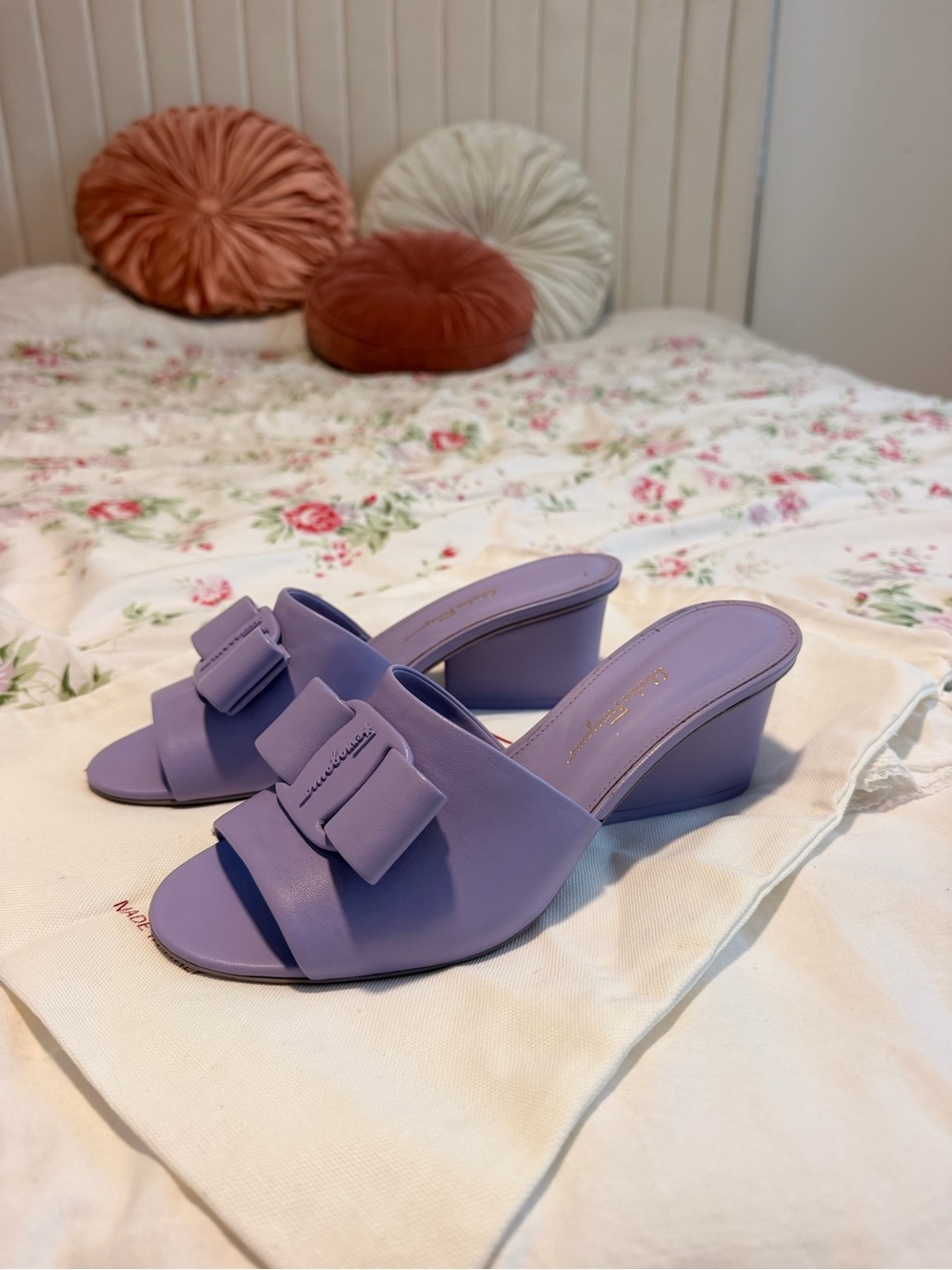 Salvatore Ferragamo Lilac Bow Mule Heels - Picture 3 of 5